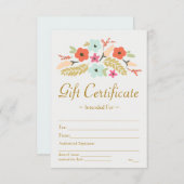 Carte Certificat cadeau de bouquet de fleurs (Devant / Derrière)