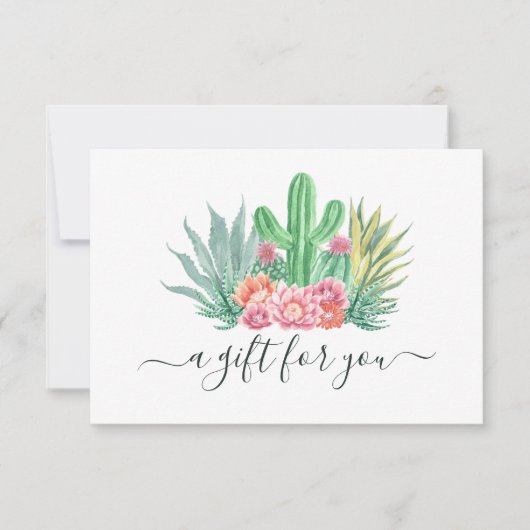 Carte Certificat cadeau de cactus aquarelle (Devant)