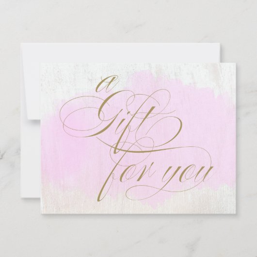 Carte Certificat cadeau de calligraphie d'aquarelle rose (Devant)