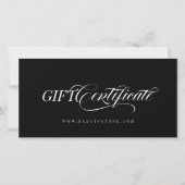 Carte Certificat cadeau de calligraphie minimaliste (Devant)