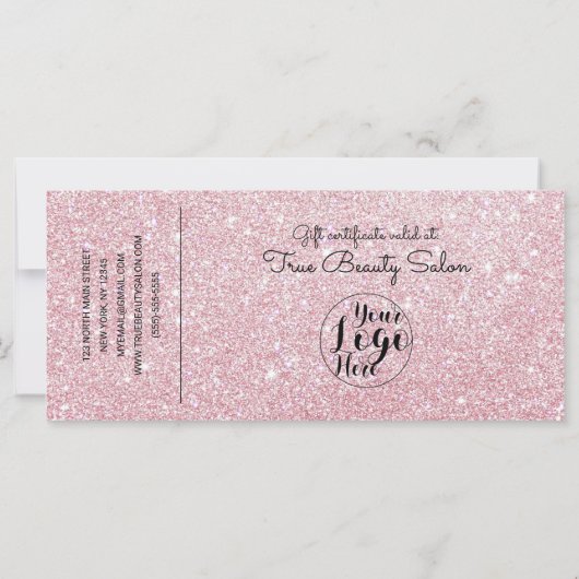 Carte Certificat cadeau de chèque Parties scintillant or (Dos)