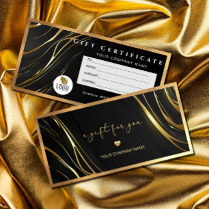 Carte Certificat cadeau de cheveux en or noir réaliste