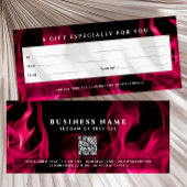 Carte Certificat cadeau de code QR Flames rose moderne