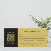 Carte Certificat cadeau de code QR simple et moderne pou (Debout devant)