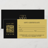 Carte Certificat cadeau de code QR simple et moderne pou (Devant / Derrière)
