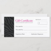 Carte Certificat cadeau de commande personnalisé (Dos)