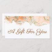 Carte certificat cadeau de conception de marbre de pêche (Devant / Derrière)