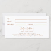 Carte certificat cadeau de conception de marbre de pêche (Dos)