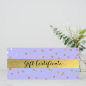Carte Certificat-cadeau de Confetti Purple & Gold Dots G (Debout devant)