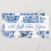 Carte Certificat cadeau de coquillages bleus (Devant / Derrière)