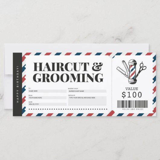 Carte Certificat cadeau de coupon de coiffure (Devant)