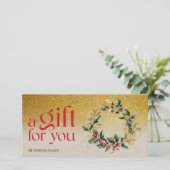 Carte Certificat cadeau de couronne de Noël d'affaires (Debout devant)