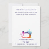 Carte Certificat cadeau de couture d'aquarelle (Dos)