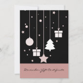 Carte Certificat cadeau de décembre noir et rose élégant (Devant)