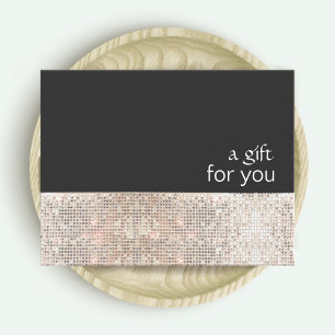 Carte Certificat cadeau de FAUX Silver Sequins Black Sal