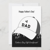 Carte Certificat cadeau de Fête des pères pour petites e (Devant)