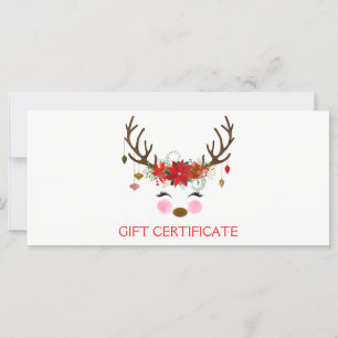 Carte Certificat Cadeau de Fêtes de Réveillon Floral Vin