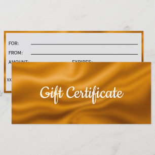 Carte Certificat cadeau de feuille métallique dorée