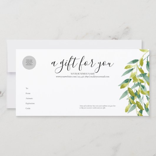 Carte Certificat-cadeau de feuilles de prairie (Devant)