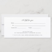 Carte Certificat cadeau de fidélité aux clients du logo (Dos)