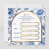 Carte Certificat cadeau de fleurs bleues élégantes de ch (Dos)