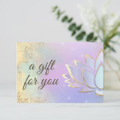 Carte certificat cadeau de fleurs de lotus de bambou vio (Debout devant)