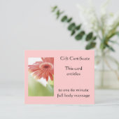 Carte Certificat cadeau de Gerbena rose (Debout devant)