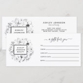 Carte Certificat cadeau de la Botanique moderne en noir  (Devant / Derrière)