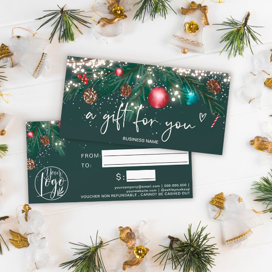Carte Certificat cadeau de la couronne d'hiver festive