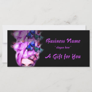 Carte Certificat-cadeau de la dame papillon de cheveux p