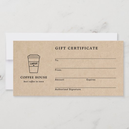 Carte Certificat Cadeau de la Jolie Brune Café (Devant)