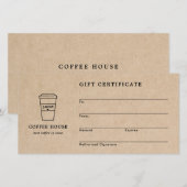 Carte Certificat Cadeau de la Jolie Brune Café (Devant / Derrière)