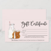 Carte Certificat cadeau de lait et de biscuits de vacanc (Devant / Derrière)