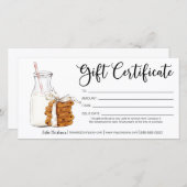 Carte Certificat cadeau de lait et de biscuits de vacanc (Devant / Derrière)