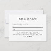 Carte Certificat Cadeau de l'Institut de Fleurs Célestes (Dos)