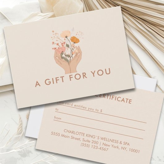 Carte Certificat Cadeau de l'Institut de Fleurs Célestes