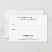 Carte Certificat cadeau de location de salles (Dos)