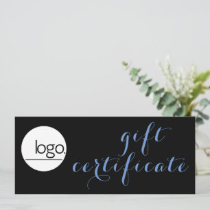 CARTE CERTIFICAT CADEAU DE LOGO D'AFFAIRES BLEU TENDANCE