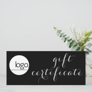 CARTE CERTIFICAT CADEAU DE LOGO D'AFFAIRES EN ARGENT NOI
