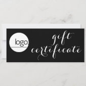 CARTE CERTIFICAT CADEAU DE LOGO D'AFFAIRES NOIR CHIC (Devant)
