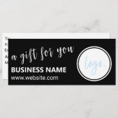 CARTE CERTIFICAT CADEAU DE LOGO D'AFFAIRES NOIR ET BLANC (Devant / Derrière)