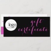 CARTE CERTIFICAT CADEAU DE LOGO D'AFFAIRES ROSE NOIRE TE (Devant / Derrière)