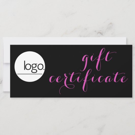 CARTE CERTIFICAT CADEAU DE LOGO D'AFFAIRES ROSE NOIRE TE (Devant)