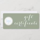 CARTE CERTIFICAT CADEAU DE LOGO D'AFFAIRES VERT SOPHISTI (Devant)