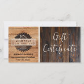 Carte Certificat cadeau de logo de l'entrepreneur rustiq (Devant)