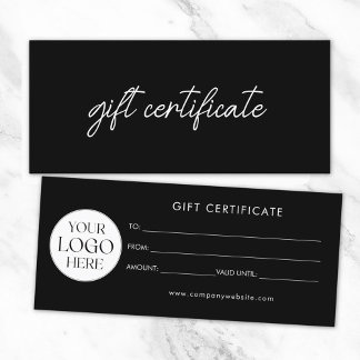 Carte Certificat Cadeau de Logo d'Entreprise Élégant Mod