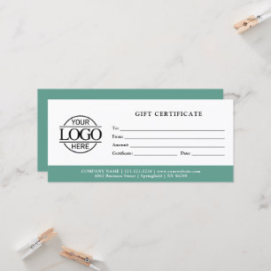Carte Certificat Cadeau de Logo d'Entreprise Minimaliste
