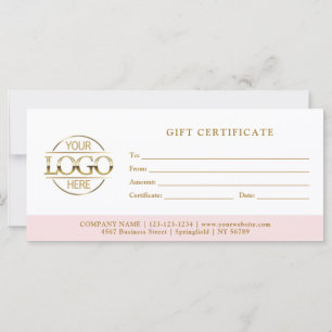Carte Certificat Cadeau de Logo d'Entreprise Minimaliste