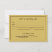 Carte Certificat cadeau de logo d'entreprise simple et m (Devant)