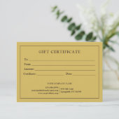 Carte Certificat cadeau de logo d'entreprise simple et m (Debout devant)